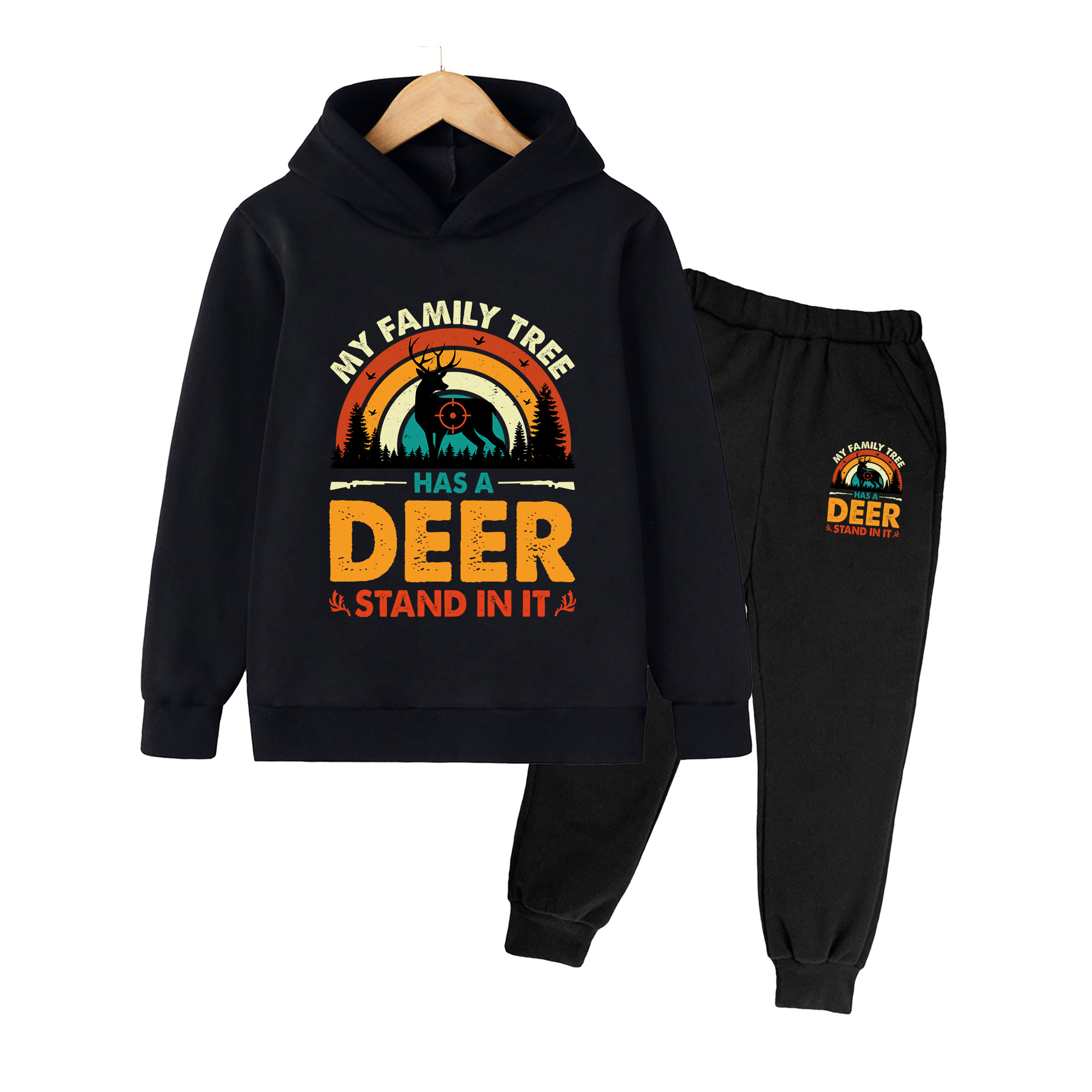Outdoor Hunting Hoodie - طقم هودي وبنطلون رياضي للأطفال، ملابس