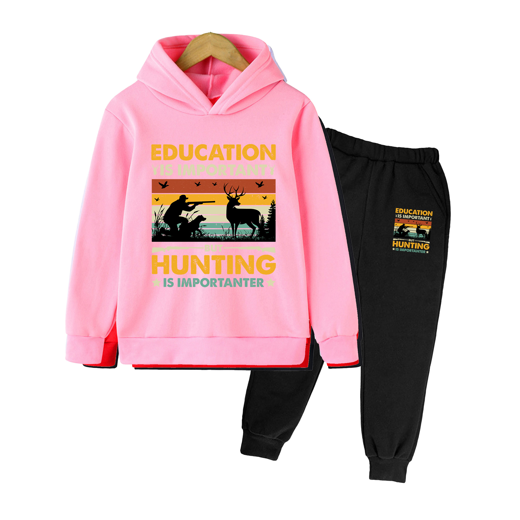 Outdoor Hunting Hoodie - طقم هودي وبنطلون رياضي للأطفال، بدلة