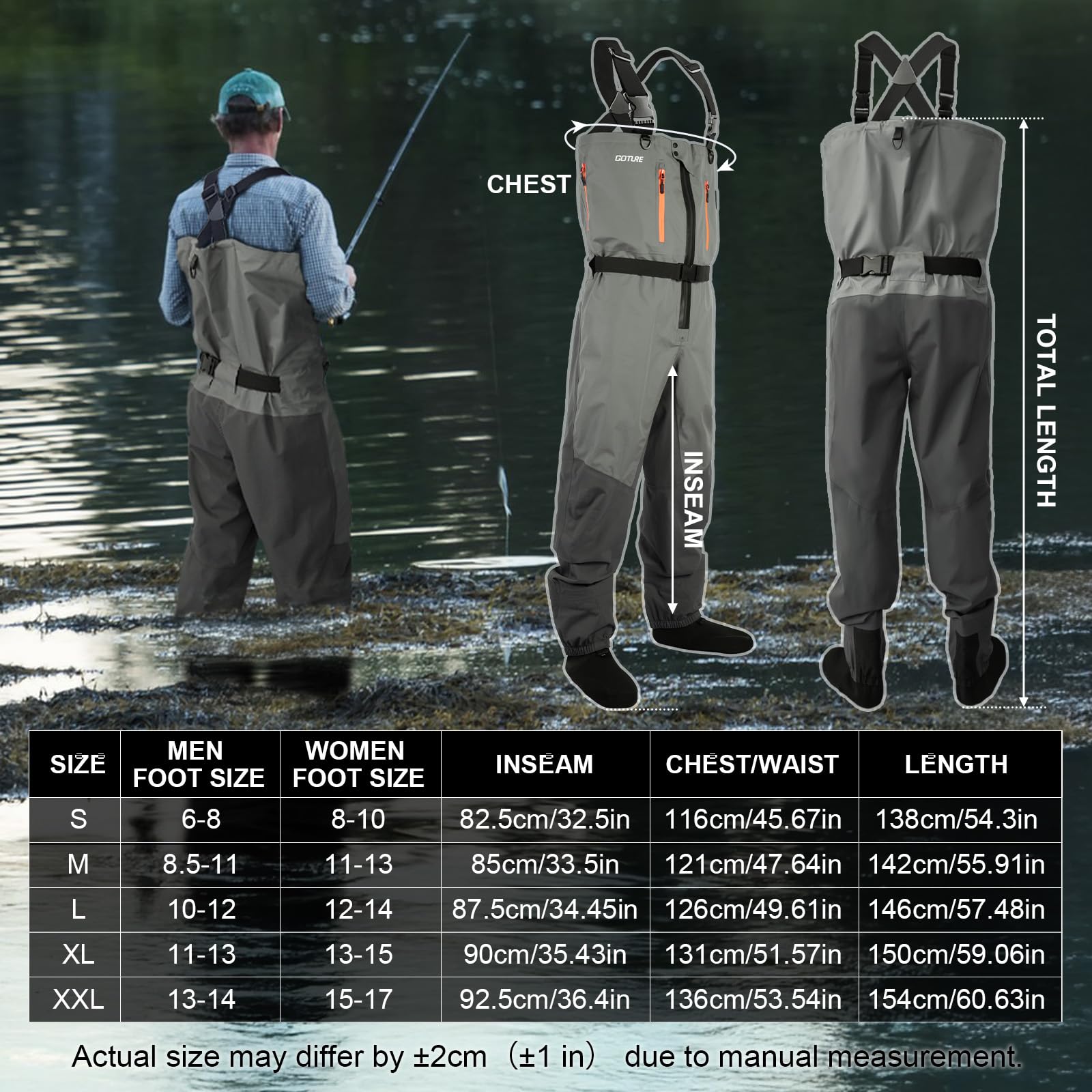 Goture 5-Layer مقاوم للماء الص - مراجعة Fishing Waders Breathable وسعره